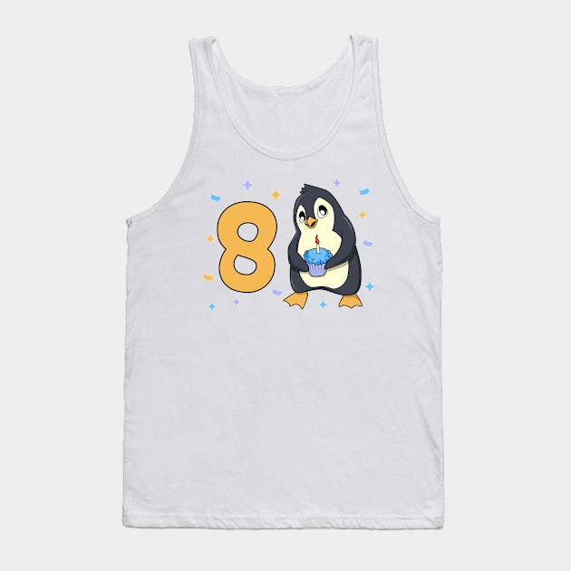 I am 8 with penguin - kids birthday 8 years old Tank Top by Modern Medieval Design